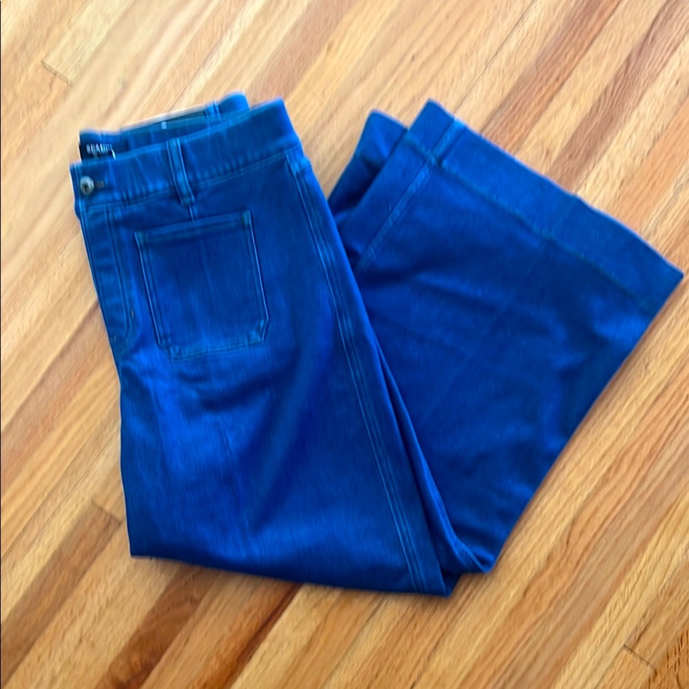 XL SPANXshape™ EveryWear Cropped Wide Leg Jeans with Patch Pockets, Washed Blue